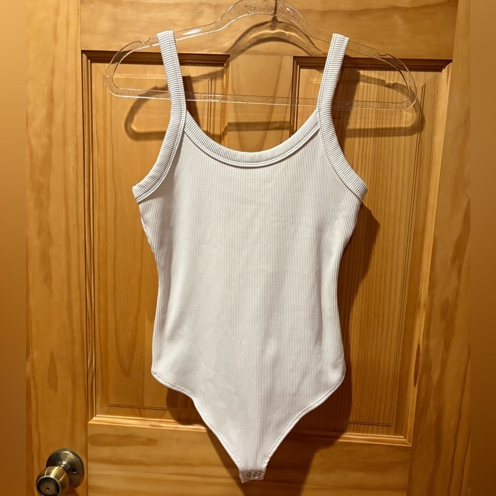 Women's Wild Fable Sleeveless Ribbed thong 
Bodysuit White size L